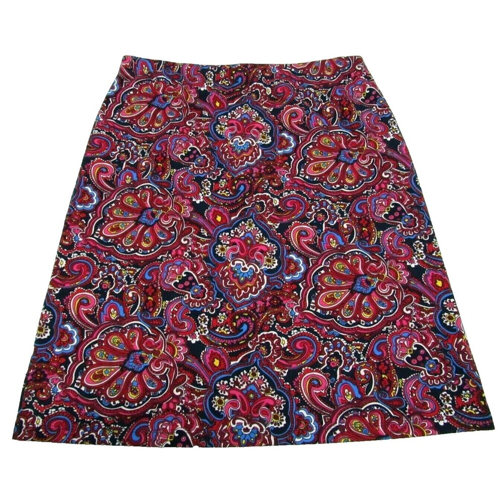 Talbots A-Line Skirt Paisley Floral Stretch Comfort Waistband Womens S Small